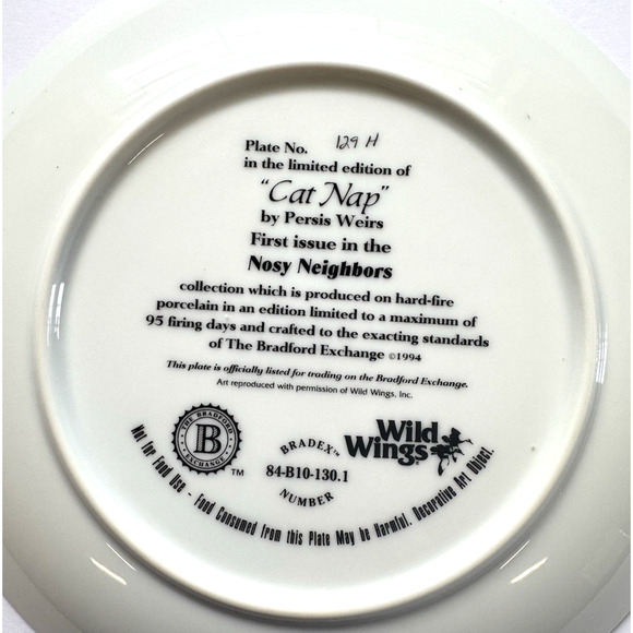 Vintage Bradford Exchange Cat Nap 1st issue-Nosy Neighbors 129H Cardinals w-Cat - Picture 6 of 7